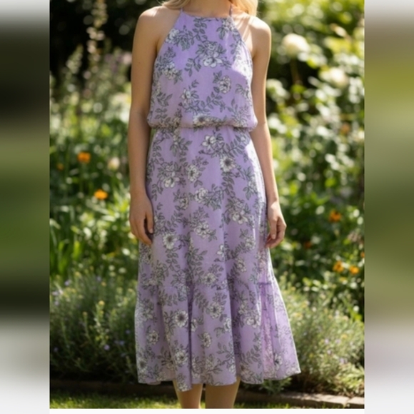 Lush Lavender Floral Spring Maxi Dress - Picture 2 of 6